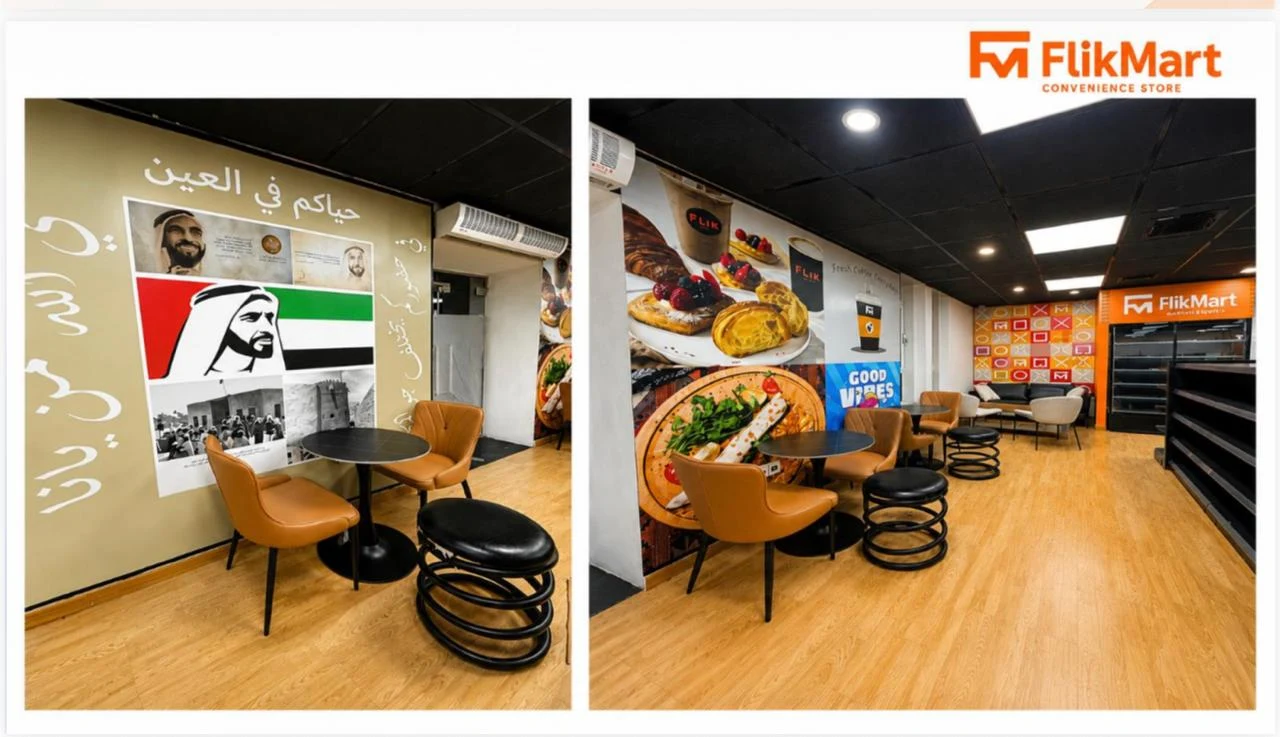 FlikMart indoor café seating